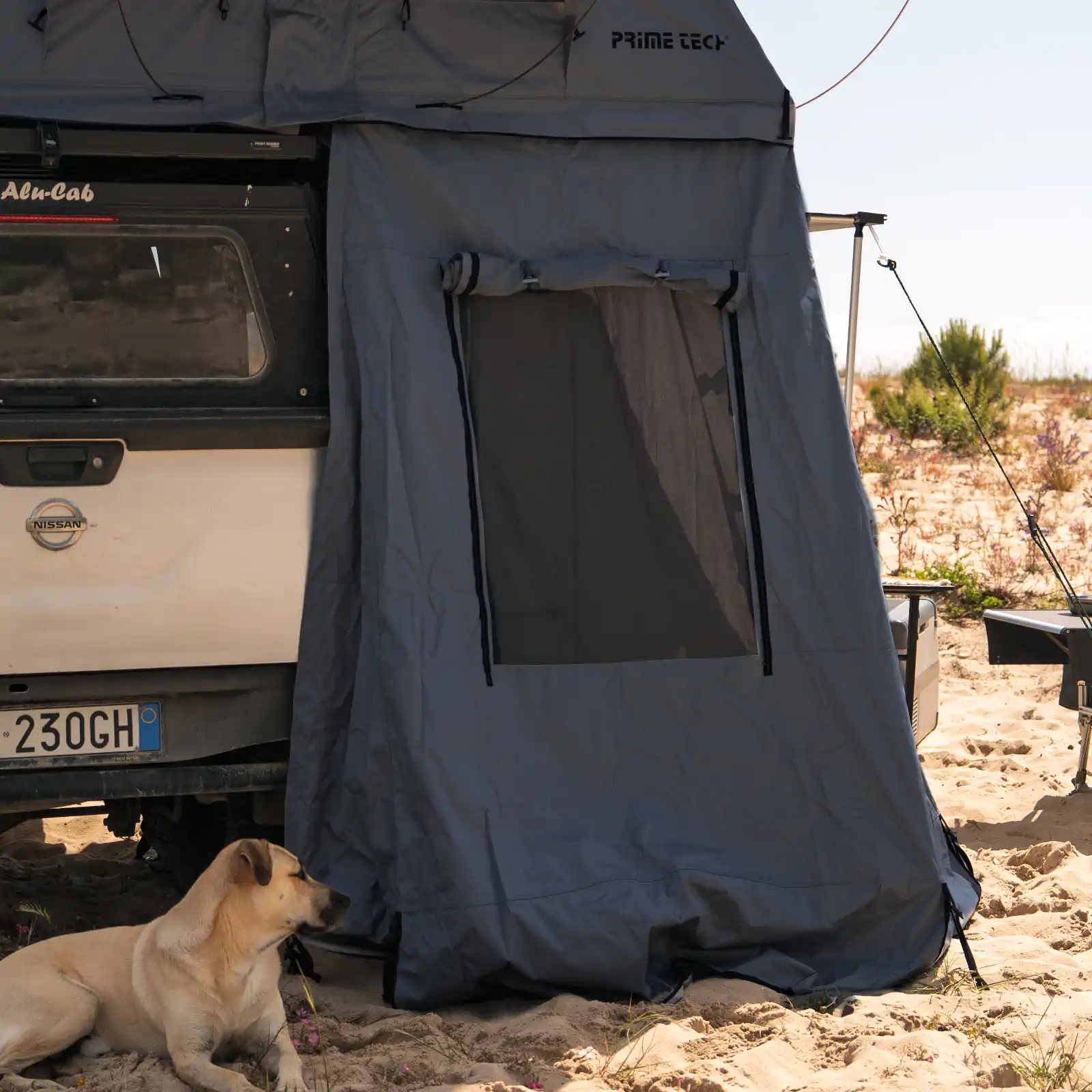 Vorzelt zum Autodachzelt Wasteland Pro L azur-blau / oliv-grün